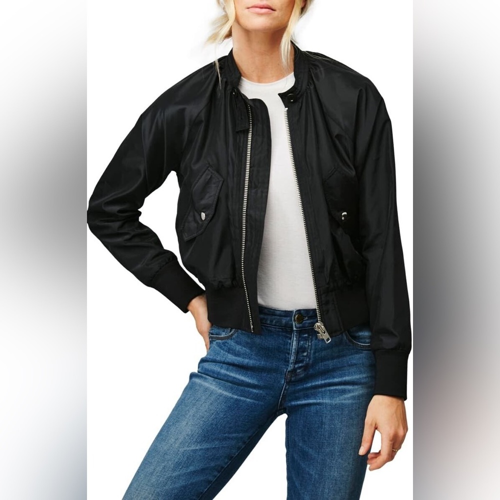 Free People Midnight Bomber Zip Jacket Black